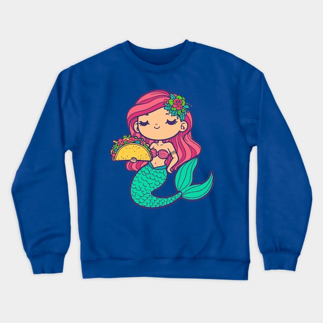 Mermaid with a Taco Crewneck Sweatshirt by DavesTees